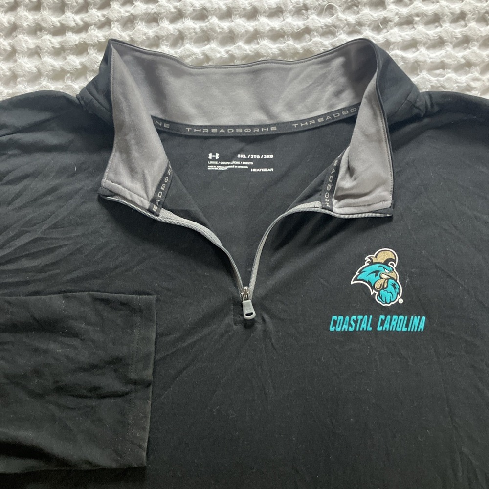 Under Armour‎ Shirt Mens 3XL Black Threadborne 1/4 Zip Coastal Carolina